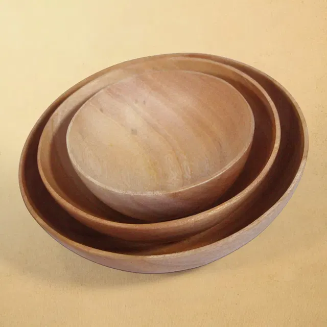 Udayagiri Wooden Cutlery - Neem Wood Bowl Set (4,5,6) Inch