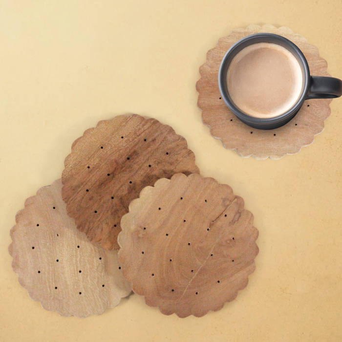 Udayagiri Wooden Cutlery - Coaster (4pcs) 4 Inch Dia