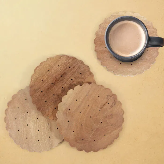 Udayagiri Wooden Cutlery - Coaster (4pcs) 4 Inch Dia