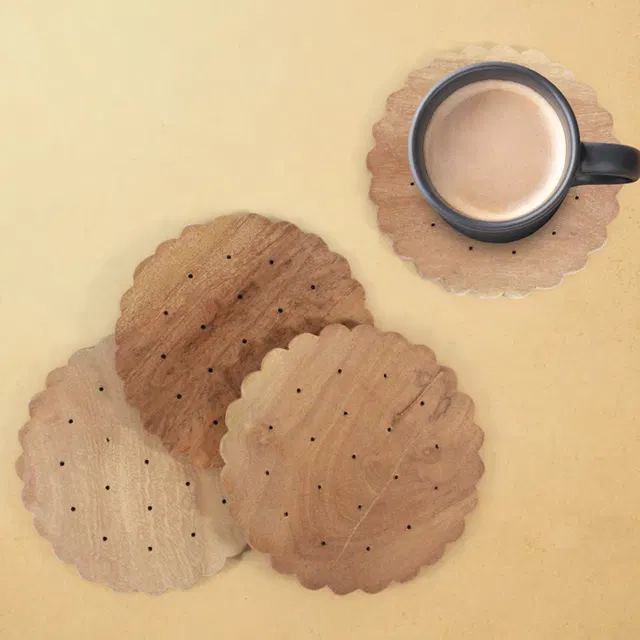 Udayagiri Wooden Cutlery - Coaster (4pcs) 4 Inch Dia