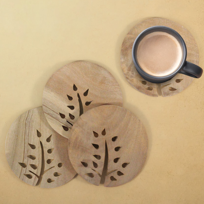 Udayagiri Wooden Cutlery - Coaster (4pcs) 4 Inch Dia