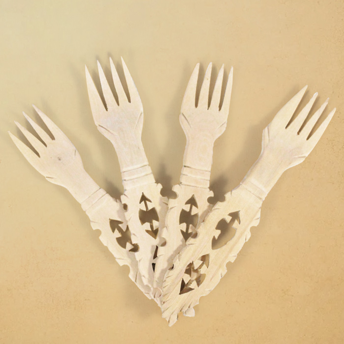 Udayagiri Wooden Cutlery - Fork - 4pcs (6x1.2) Inch