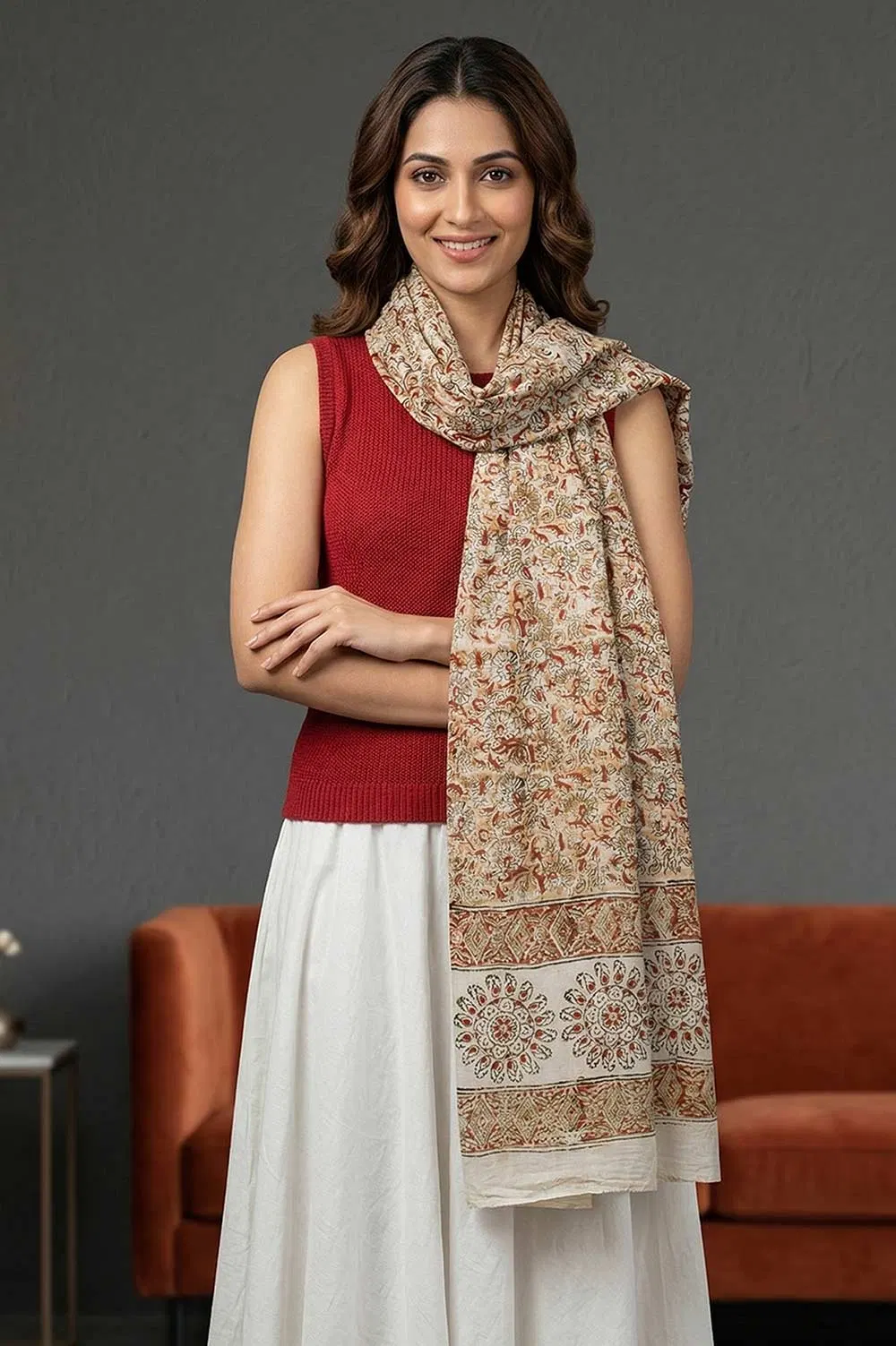 Hand Block Printed Machilipatnam Kalamkari Stole