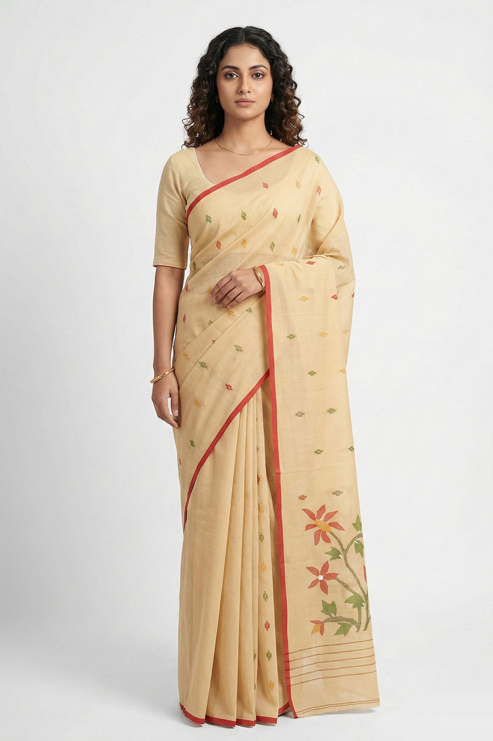 Jamdani Handloom Cotton Saree (No Blouse)
