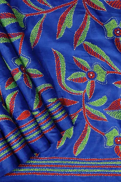 Nakshi Kantha Semi Silk Saree (Intricate Hand Embroidery)