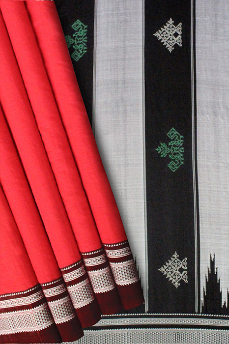 Kasuti Hand Embroidery on ilkal Cotton Saree