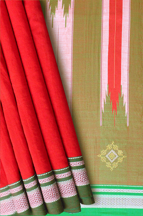 Kasuti Hand Embroidery on ilkal Cotton Saree