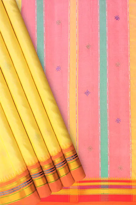 Kasuti Hand Embroidery on ilkal Art Silk Saree