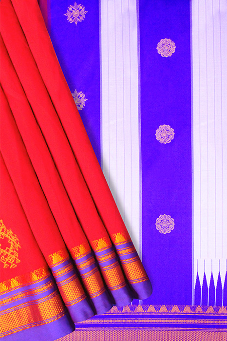 Kasuti Hand Embroidery on ilkal Art Silk Saree