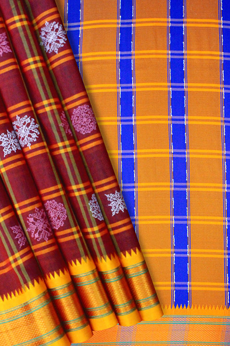 Kasuti Hand Embroidery on ilkal Art Silk Saree