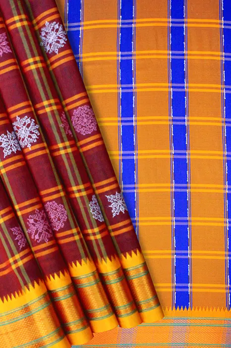 Kasuti Hand Embroidery on ilkal Art Silk Saree