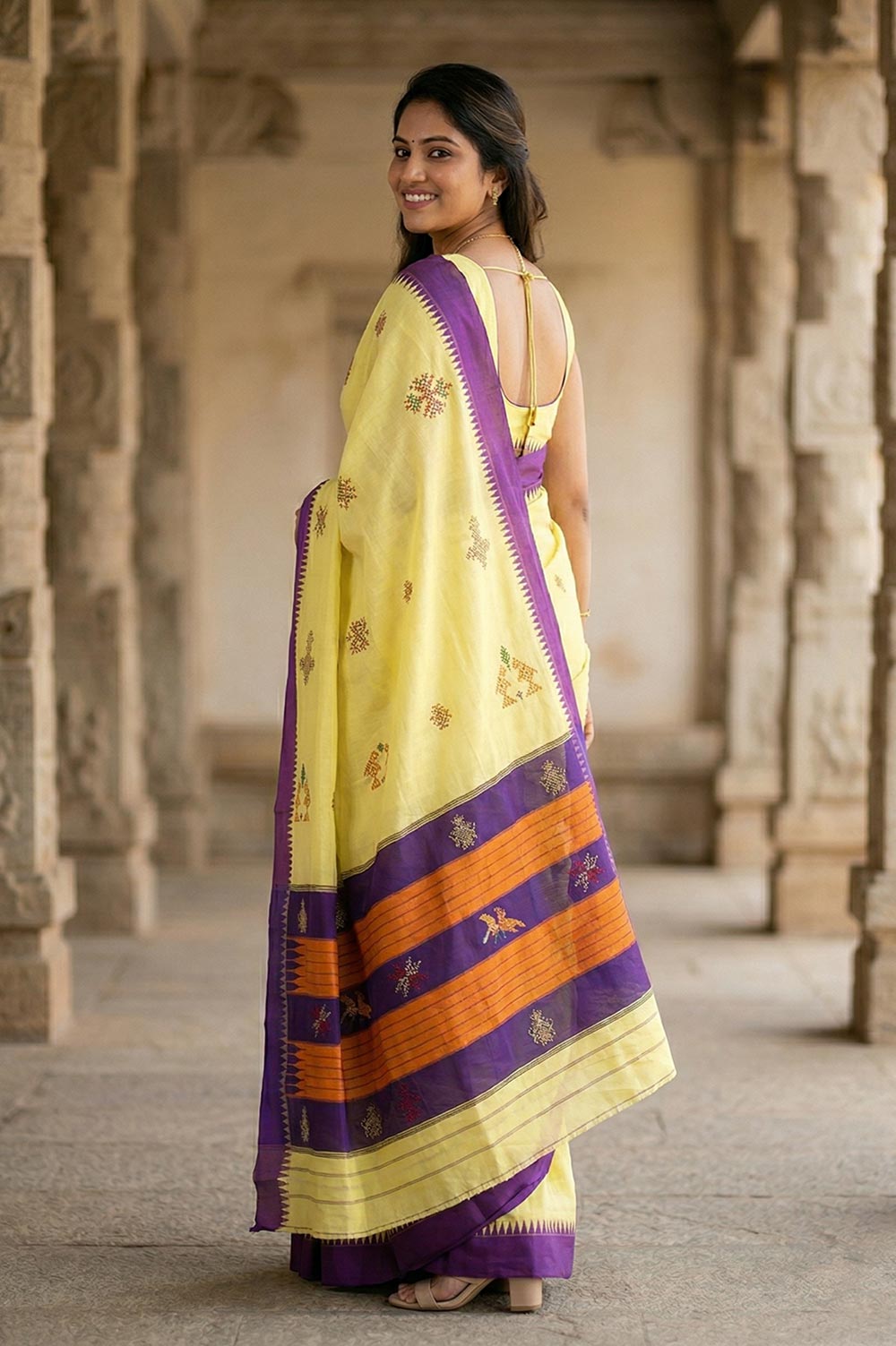 Kasuti Hand Embroidery on ilkal Art Silk Saree