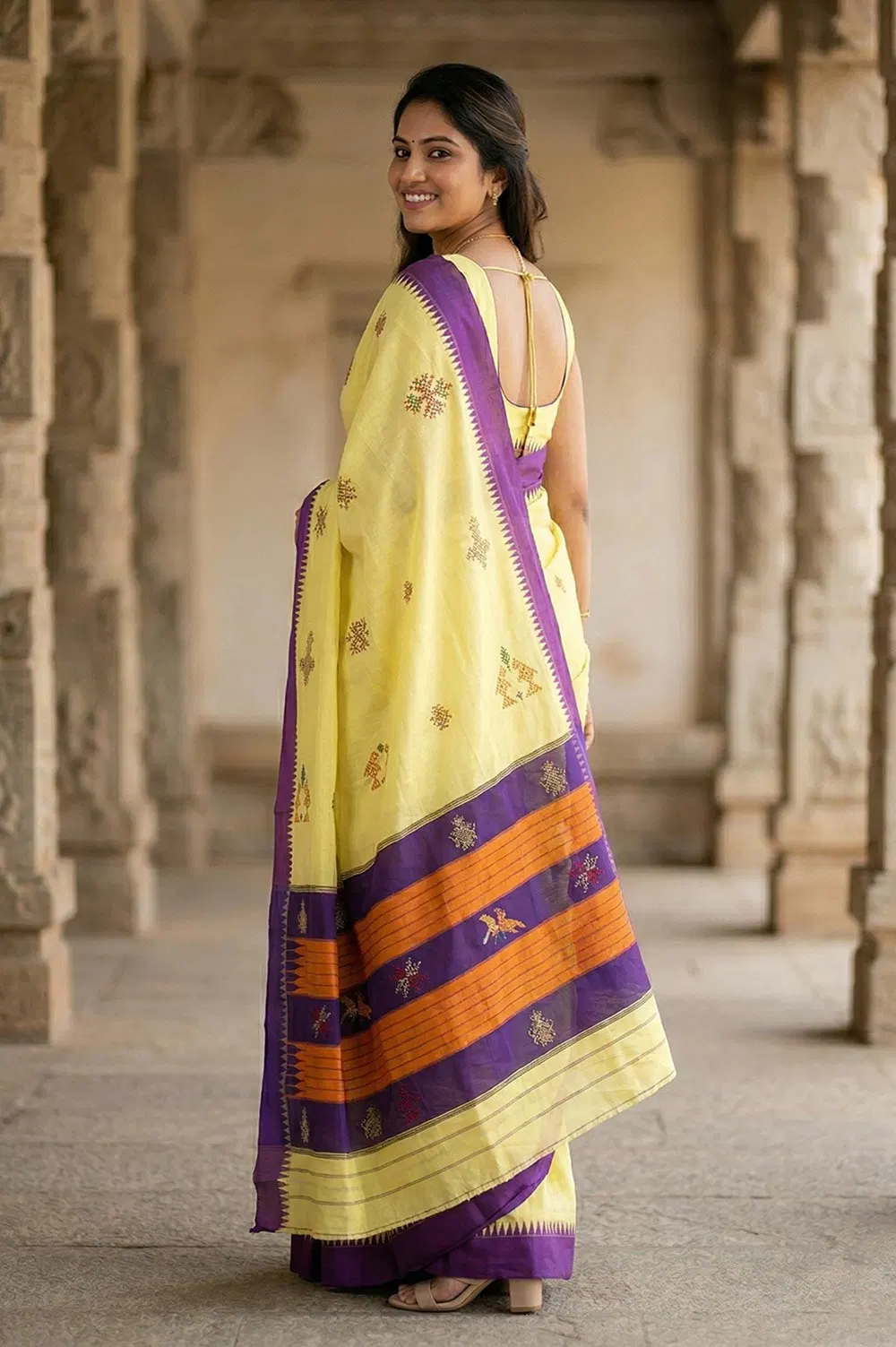 Kasuti Hand Embroidery on ilkal Art Silk Saree