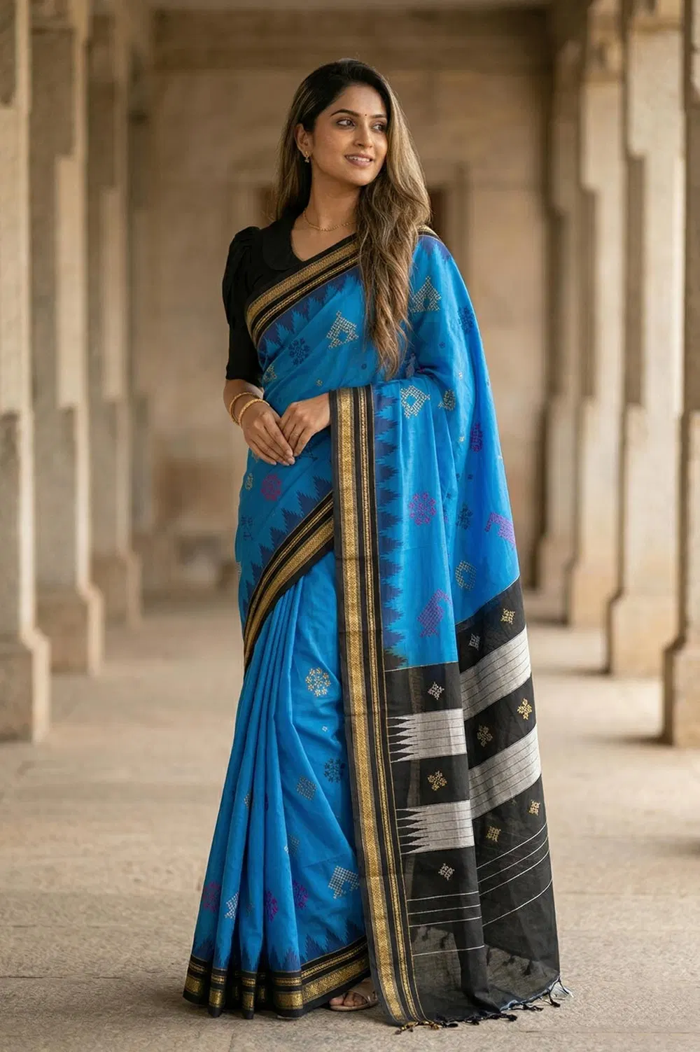 Kasuti Hand Embroidery on ilkal Art Silk Saree