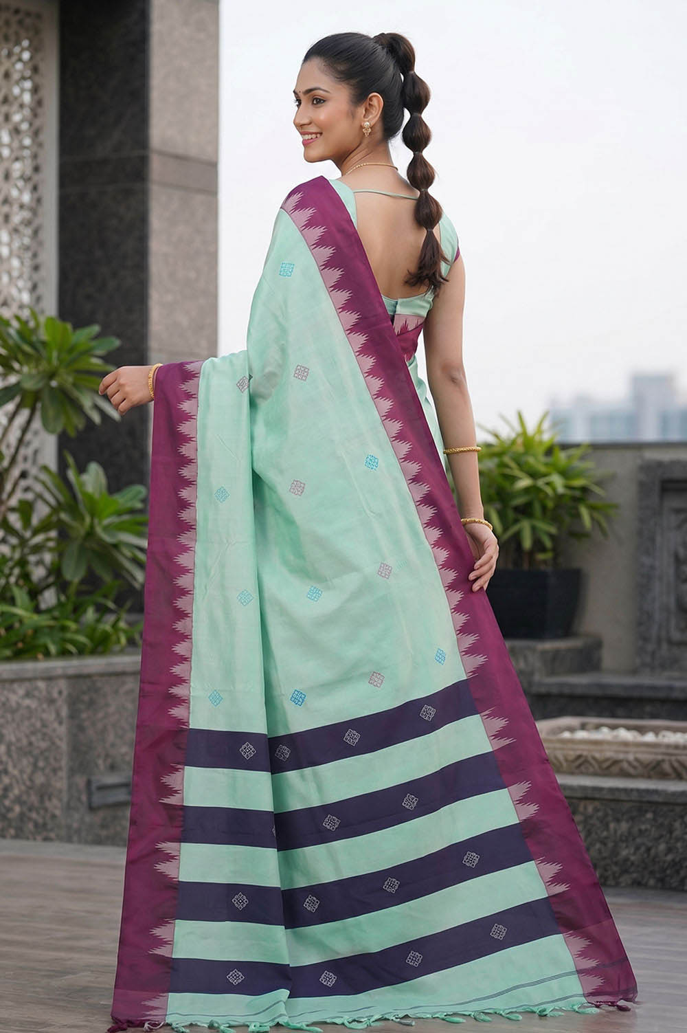 Kasuti Hand Embroidery on Art Silk Saree