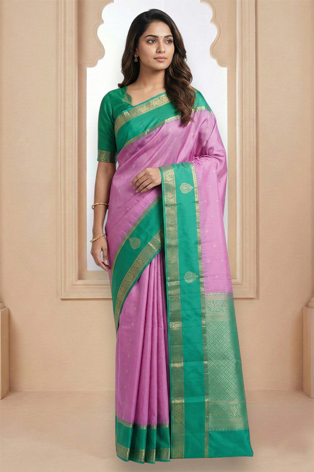 Kancheepuram Pure Silk Handloom Saree (Light Weight)
