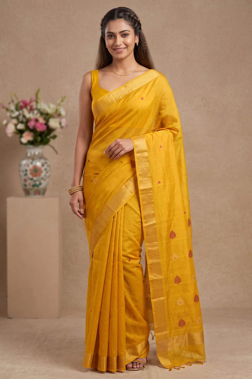 Chanderi Handloom Cotton-Silk Saree