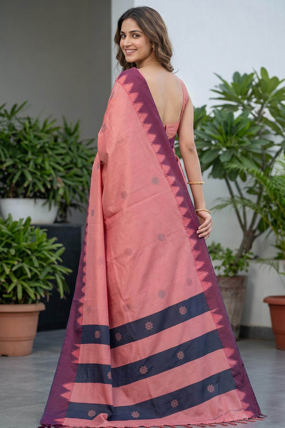 Kasuti Hand Embroidery on Art Silk Saree