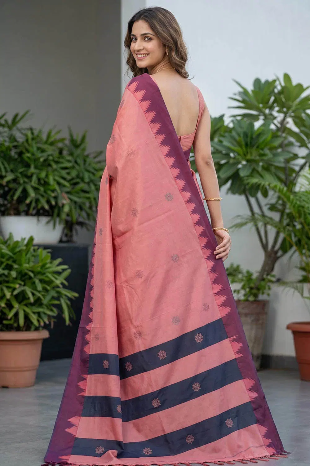 Kasuti Hand Embroidery on Art Silk Saree