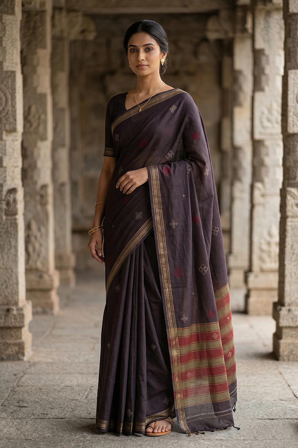 Kasuti Hand Embroidery on ilkal Cotton Saree