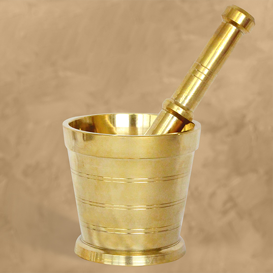 Mirzapur Brass Utensils - Mortar and Pestle Set (2.16) kg