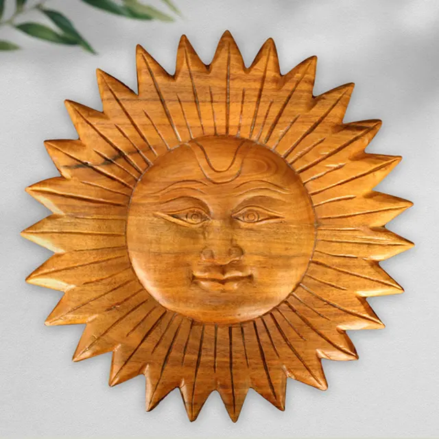 Bastar Wooden Handmade Sun Artwork Wall Hanging (11 Inch Dia)