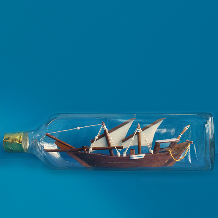 Miniature Beypore's Uru - Legendary Sailing Boat in Glass Bottle (750ml)