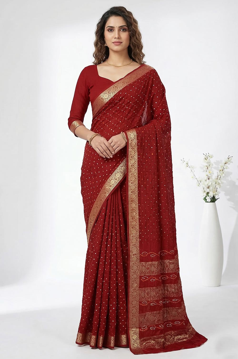 Jamnagari Bandhani Art Silk Saree
