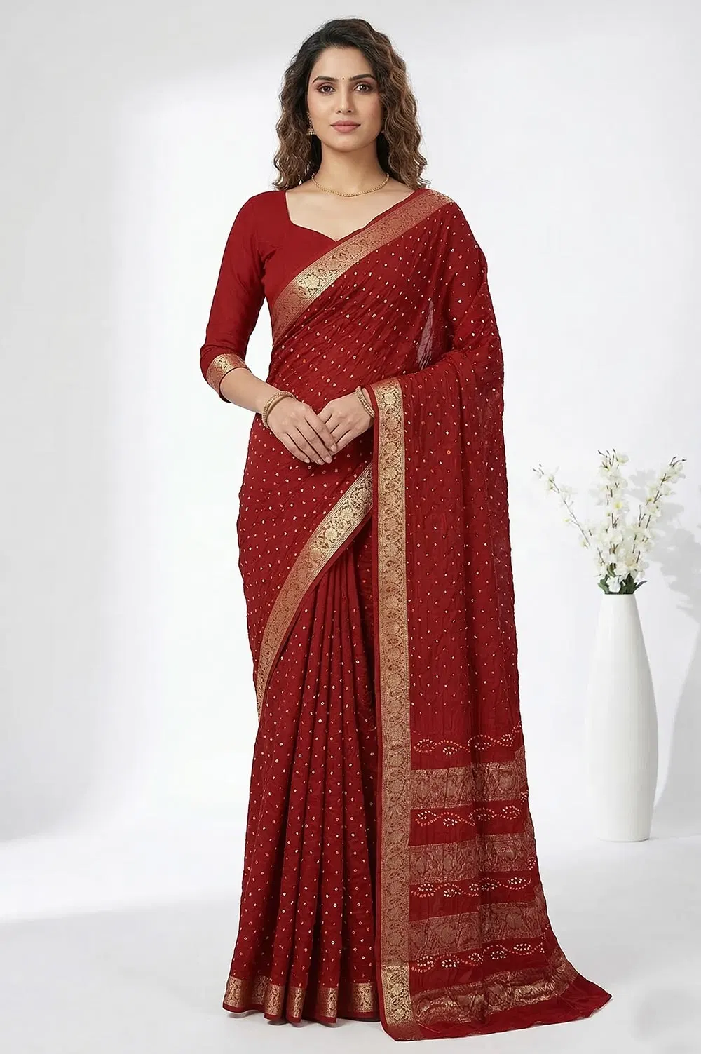 Jamnagari Bandhani Art Silk Saree