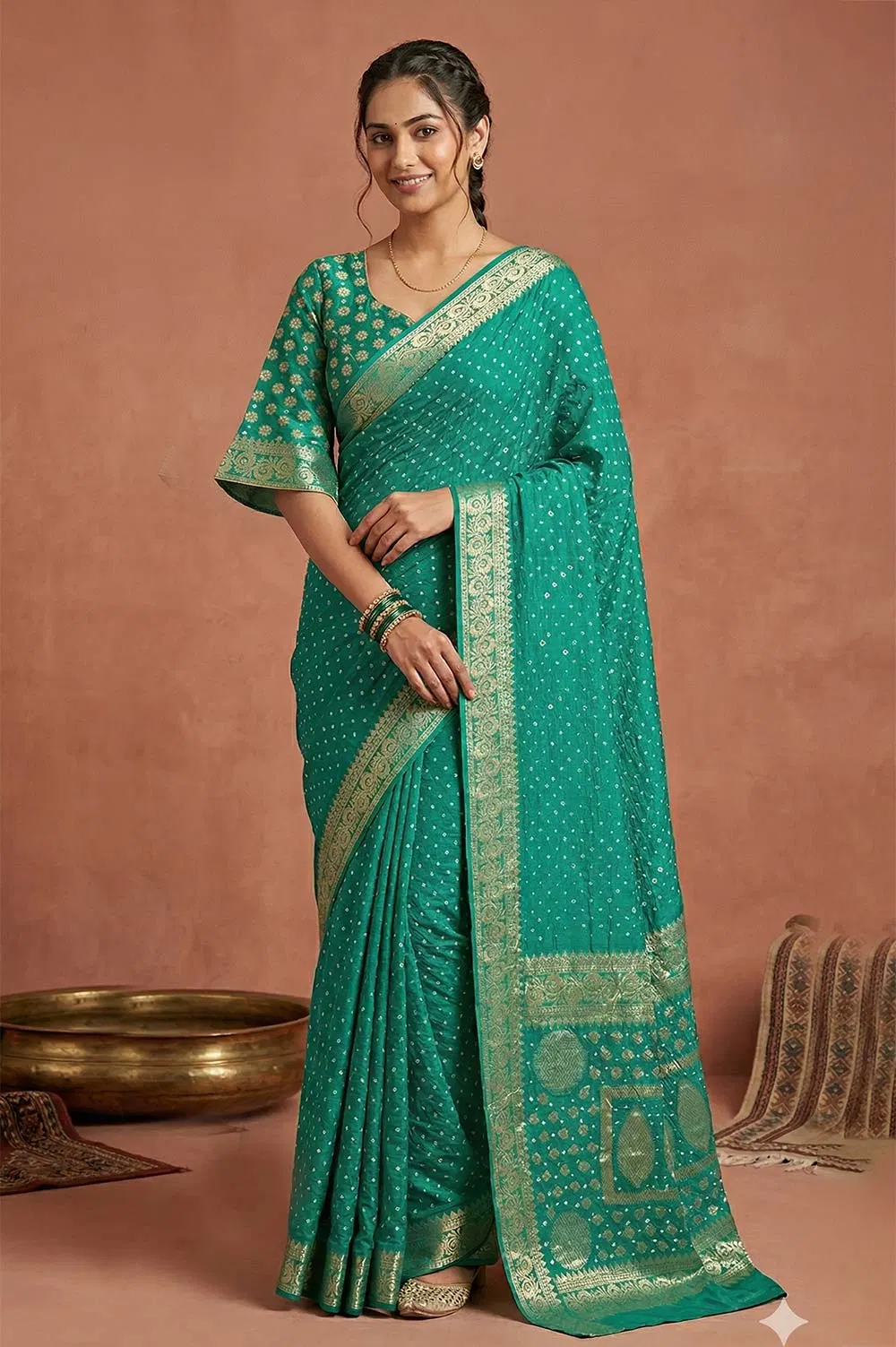 Jamnagari Bandhani Art Silk Saree