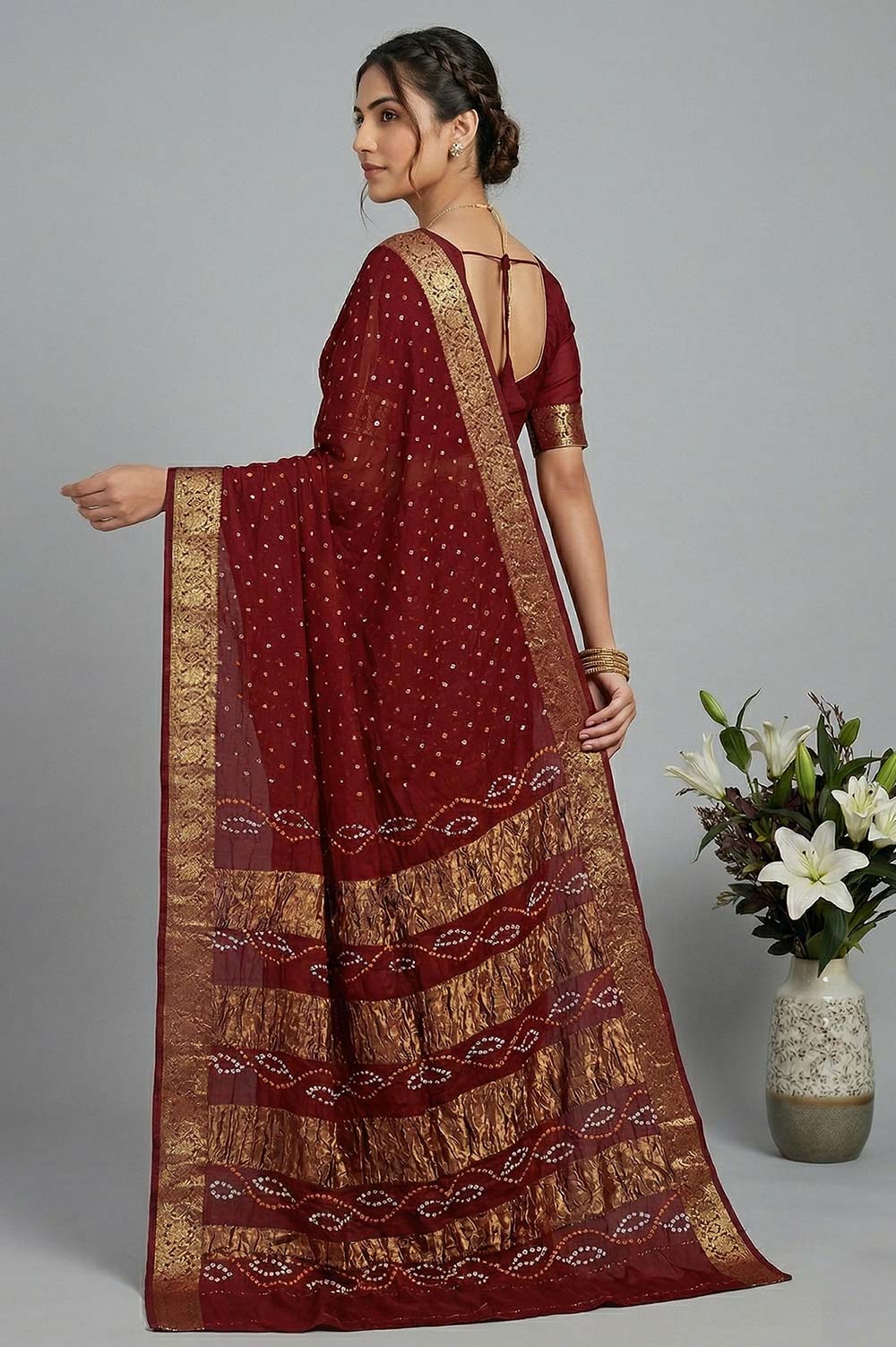 Jamnagari Bandhani Art Silk Saree