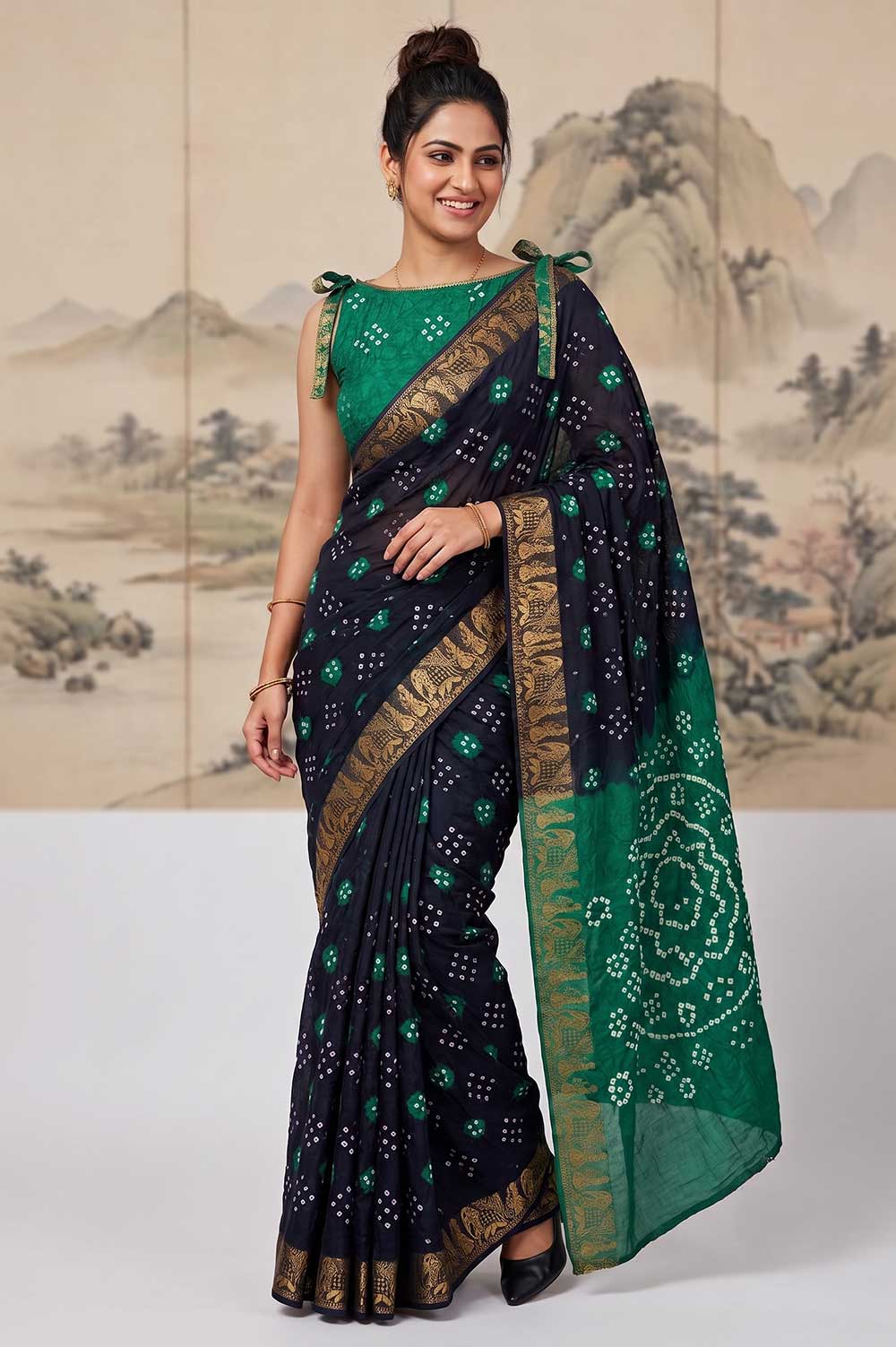 Jamnagari Bandhani Art Silk Saree