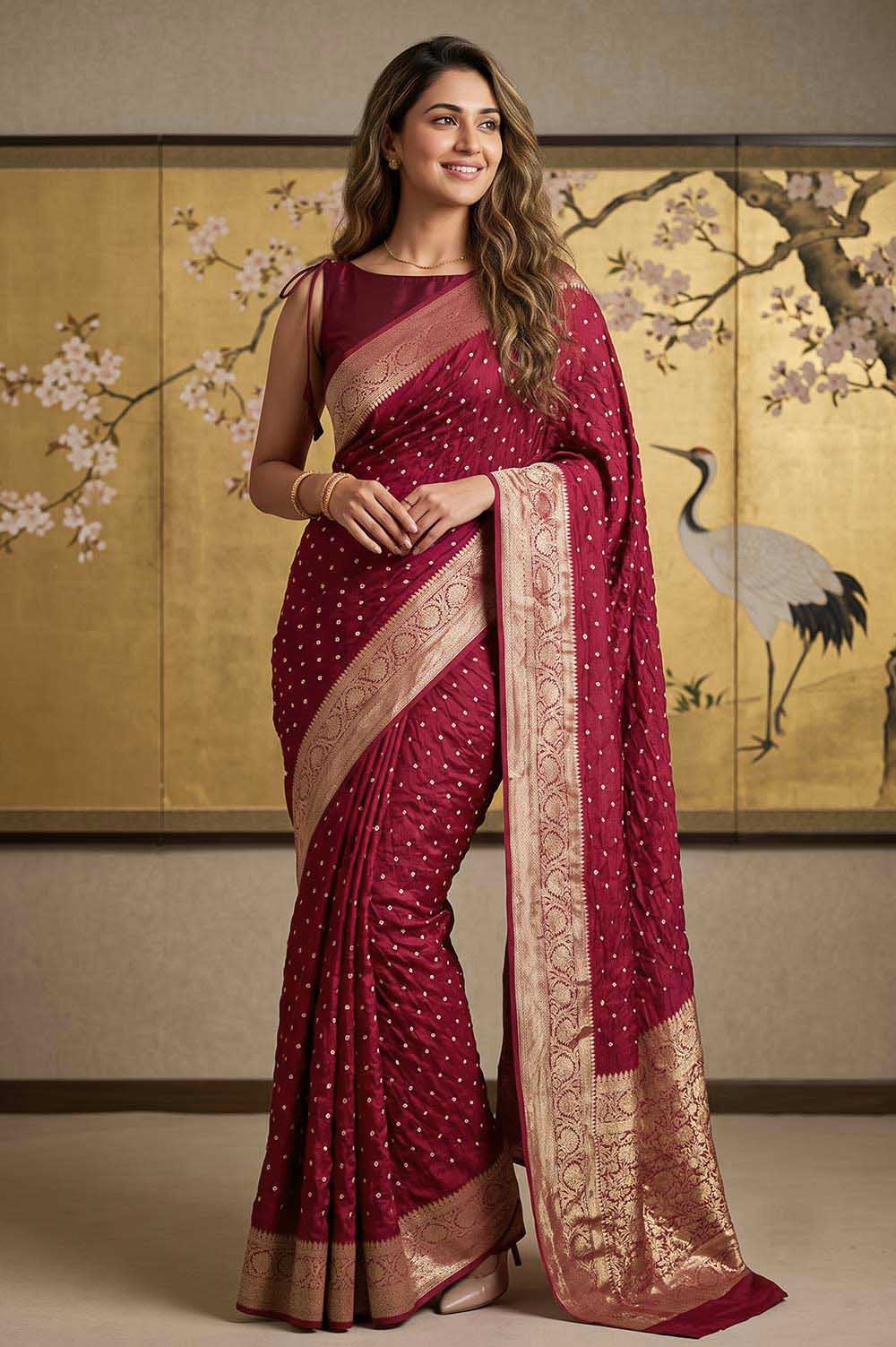 Jamnagari Bandhani Art Silk Saree