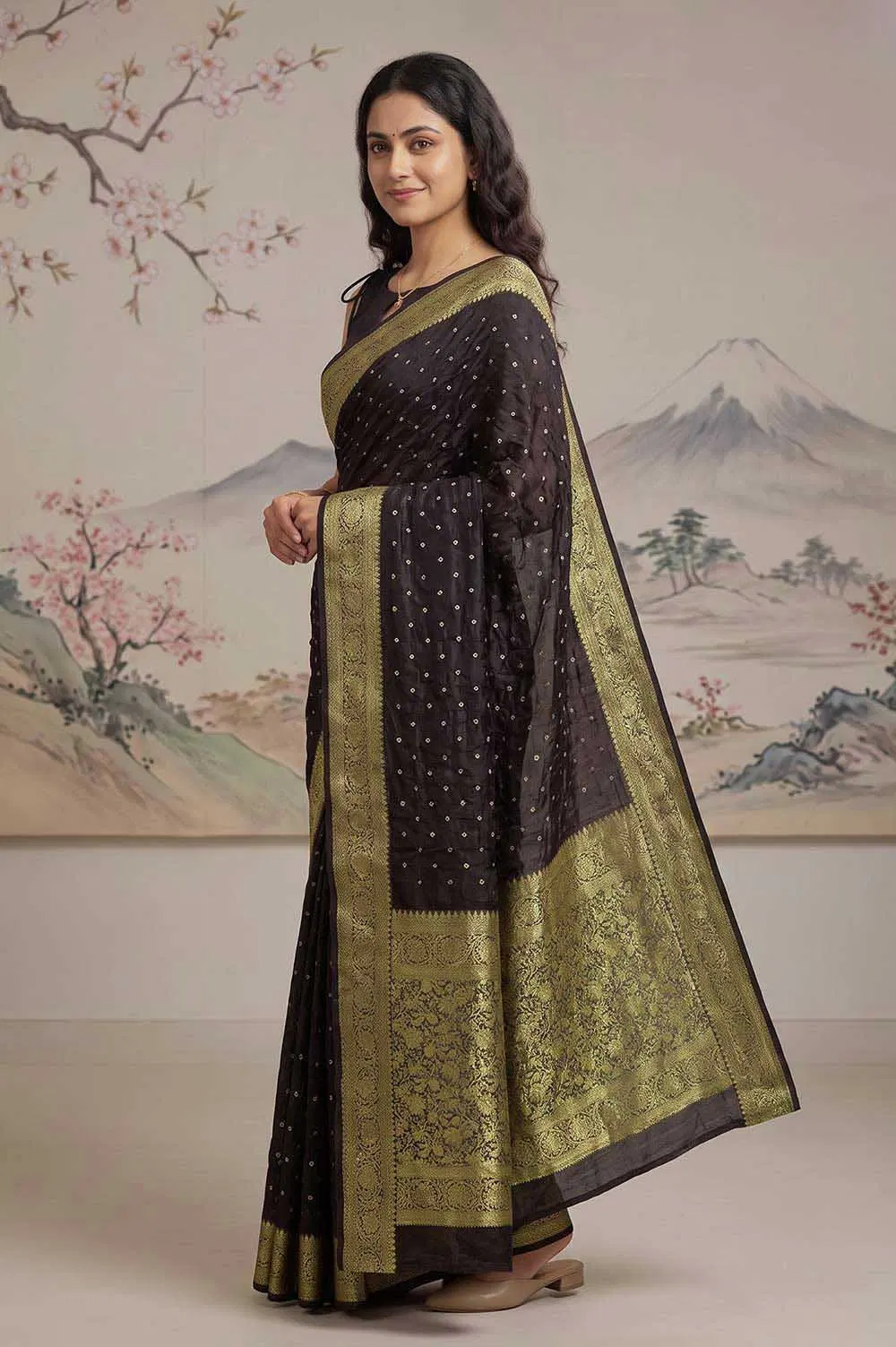 Jamnagari Bandhani Cotton Saree