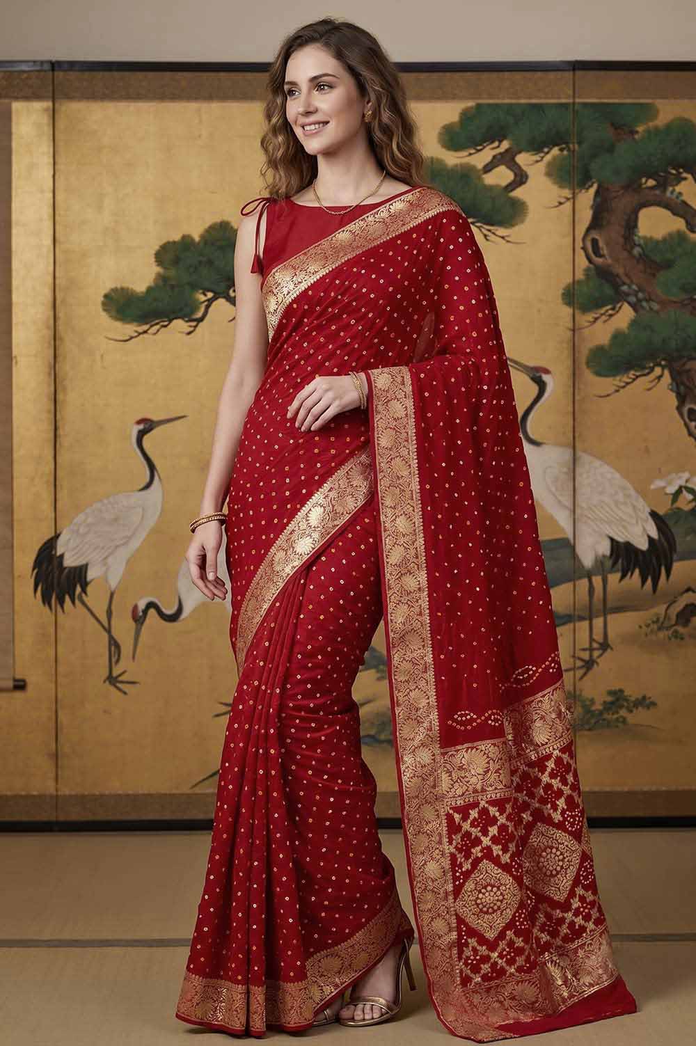 Jamnagari Bandhani Art Silk Saree