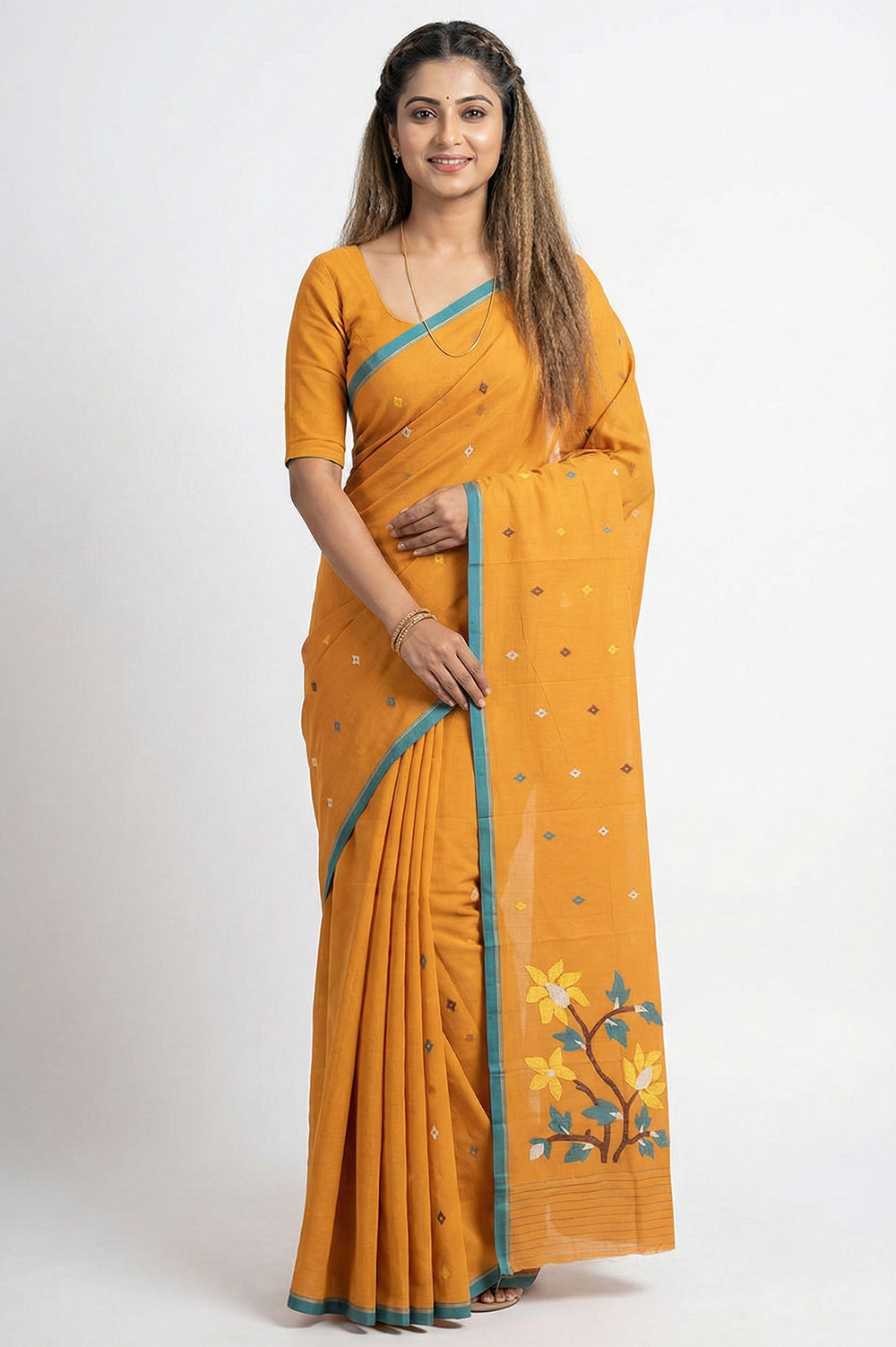 Jamdani Handloom Cotton Saree (No Blouse)