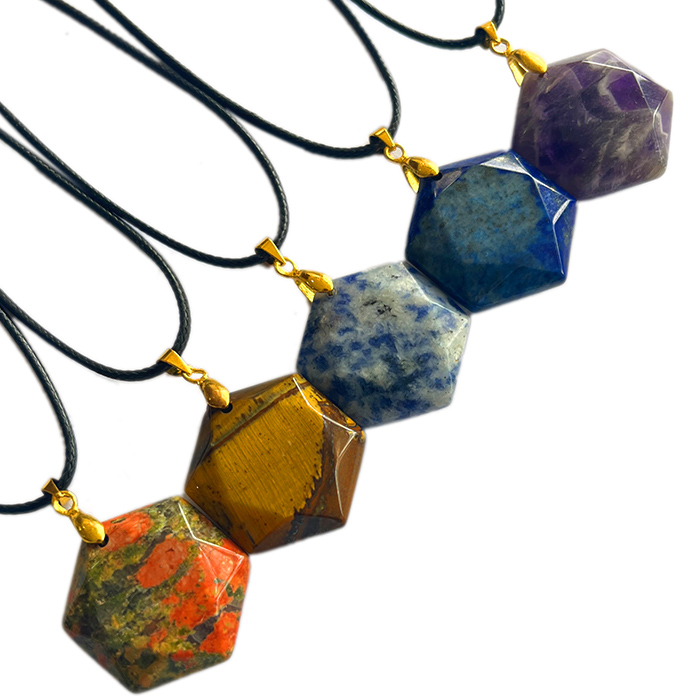 Cambay Agates Hexagon Pendent