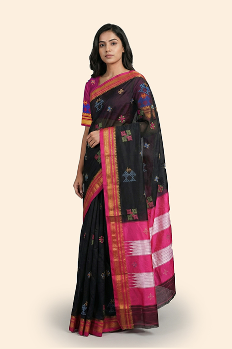 Kasuti Hand Embroidery on ilkal Art Silk Saree