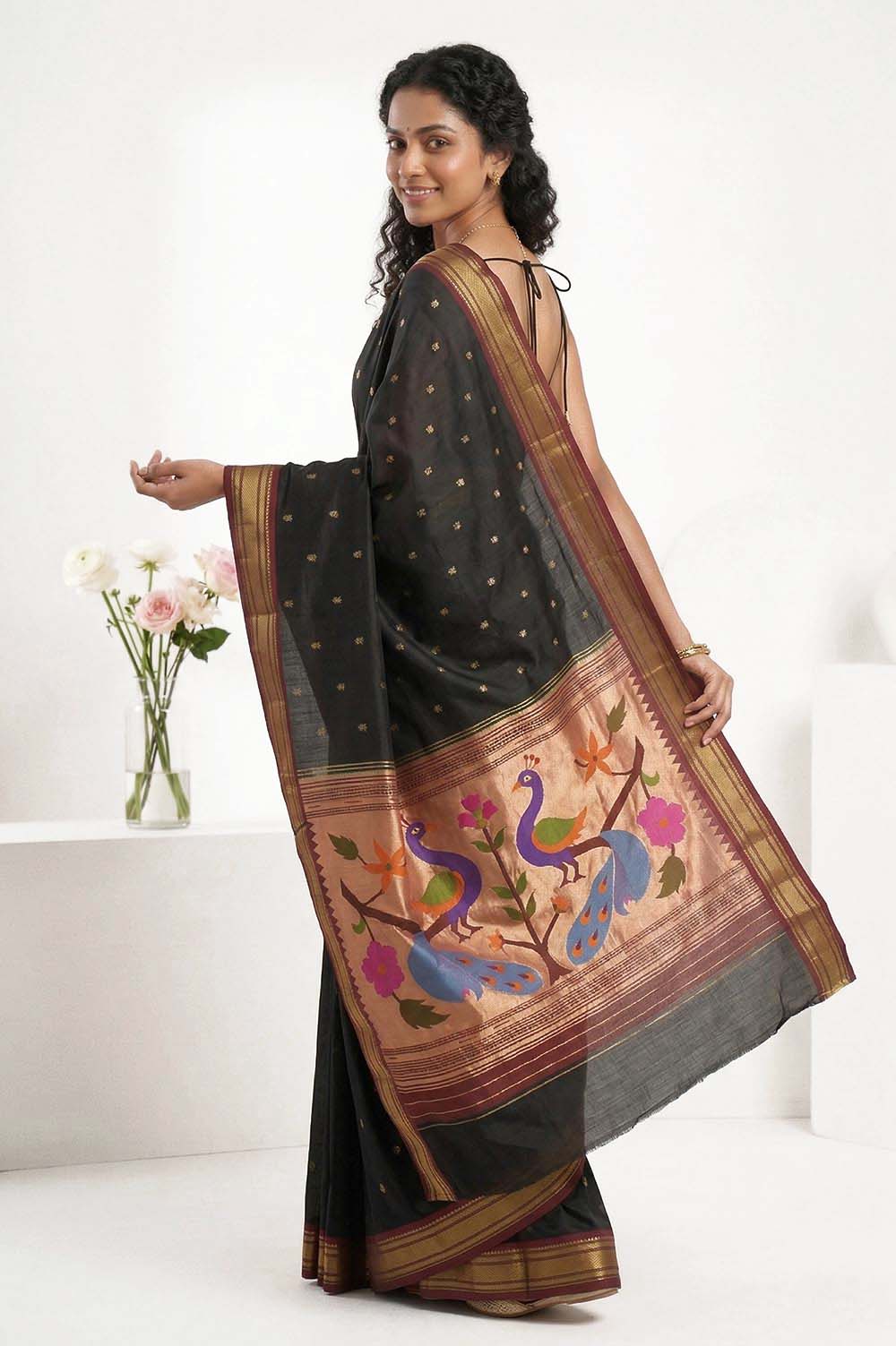 Authentic Paithani Handloom Pure Silk Saree (Double Pallu Big Motif)