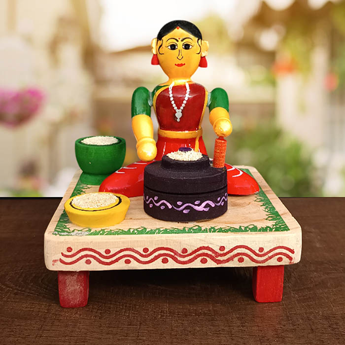 Etikoppaka Toys - Women Making Rice Flour (5 inch)
