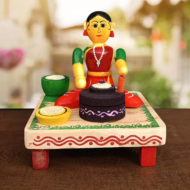 Etikoppaka Toys - Women Making Rice Flour (5 inch)