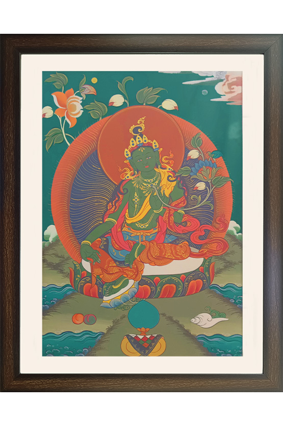 Ladakh Thangka Painting Green Tara (16x20) Inches
