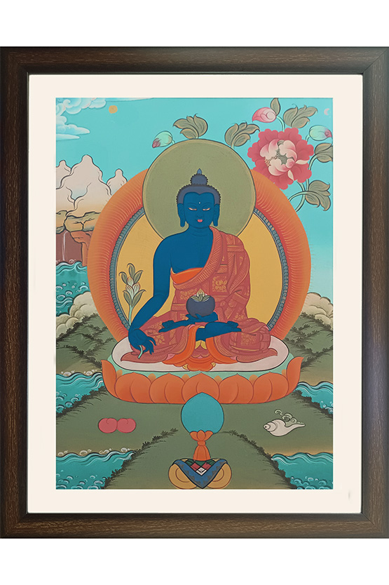 Ladakh Thangka Painting Medicine Buddha (16x20) Inches