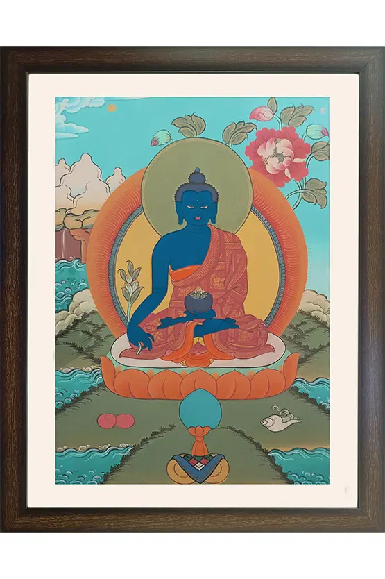 Ladakh Thangka Painting Medicine Buddha (16x20) Inches