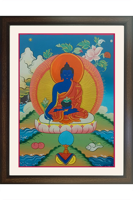 Ladakh Thangka Painting Medicine Buddha (13.5x16.5) Inches