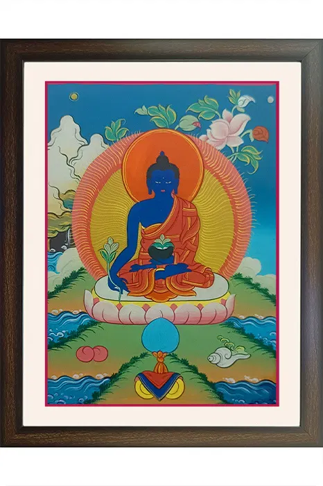 Ladakh Thangka Painting Medicine Buddha (13.5x16.5) Inches