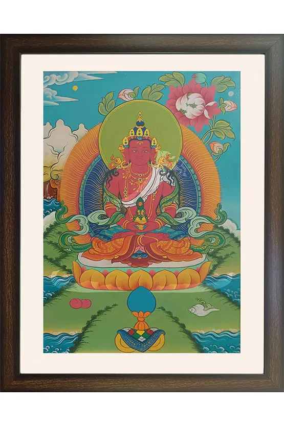 Ladakh Thangka Painting Amitayus Buddha (16x20) Inches