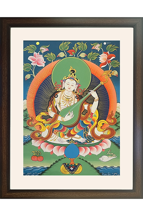 Ladakh Thangka Painting Veenavadini (18x25) Inches
