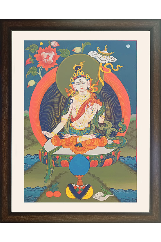 Ladakh Thangka Painting White Tara (16x20) Inches