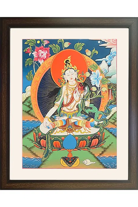 Ladakh Thangka Painting White Tara (18x25) Inches